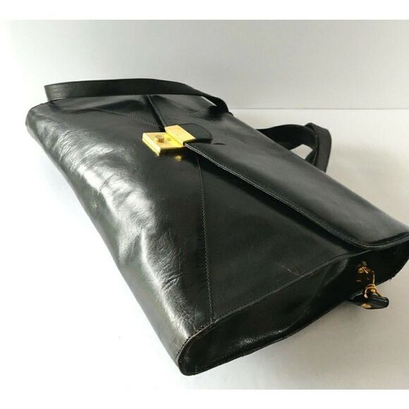 MICHAEL ROME M. FINE BLACK GENUINE LEATHER FLAP BUSINESS TOTE SHOULDER BAG CASE - Picture 8 of 10